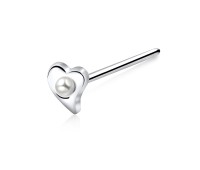 Pearly Heart Silver Straight Nose Stud NSKA-200p